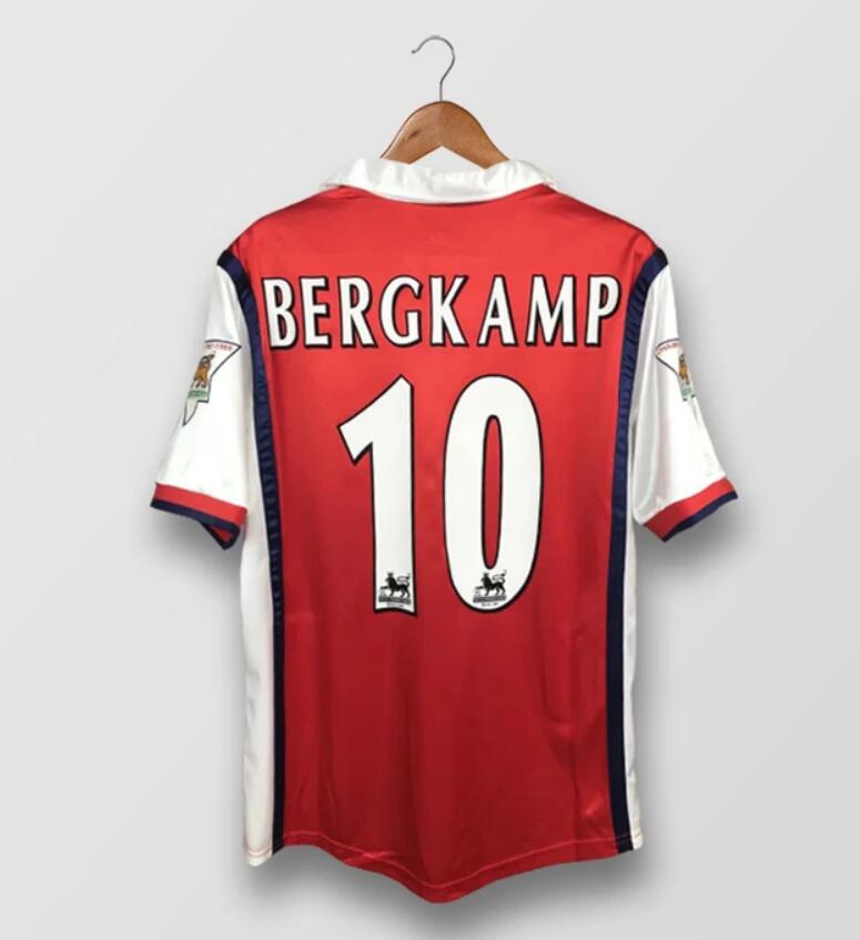 1998-99 Arsenal Retro Home Kit Soccer Jersey BERGKAMP #10